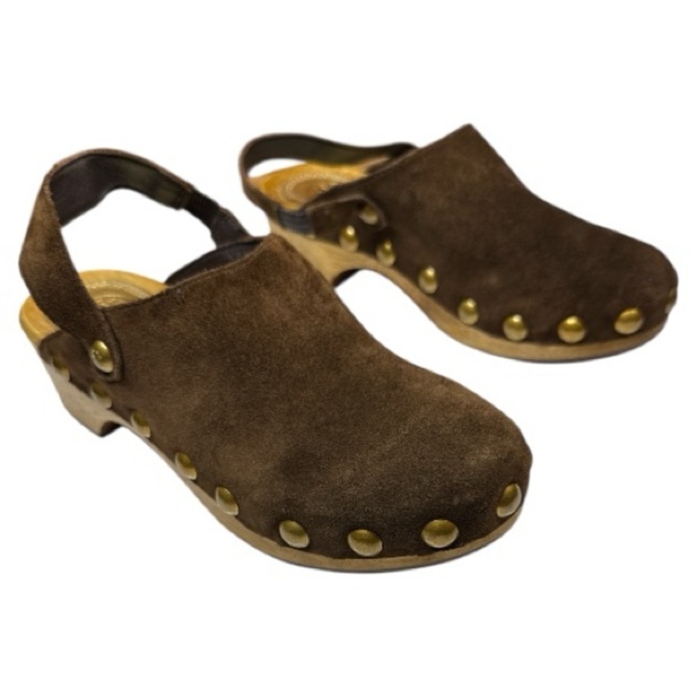 Tory Burch Blythe Studded Suede Clogs – Arabica Brown Size 6